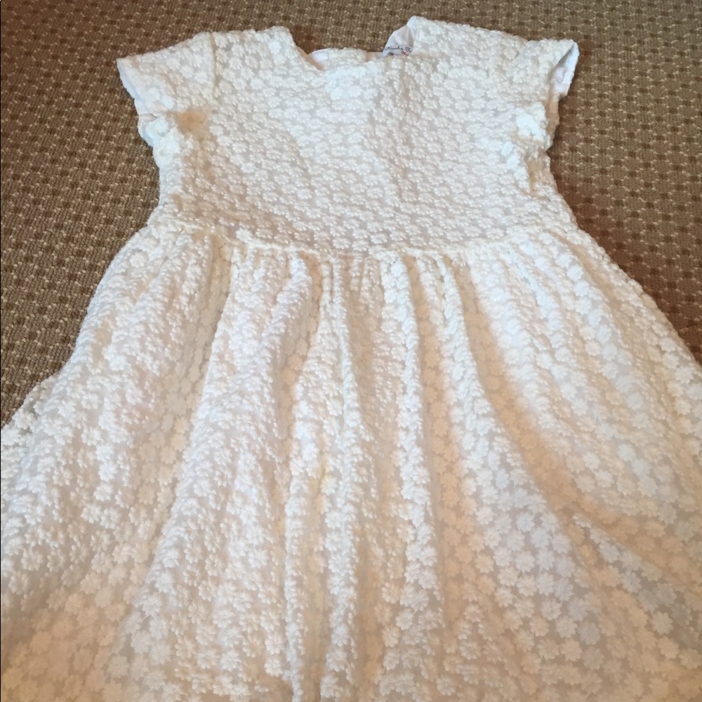Red fleece white floral party dress
